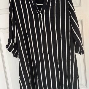 Elegant Black and White Striped Women's Blouse